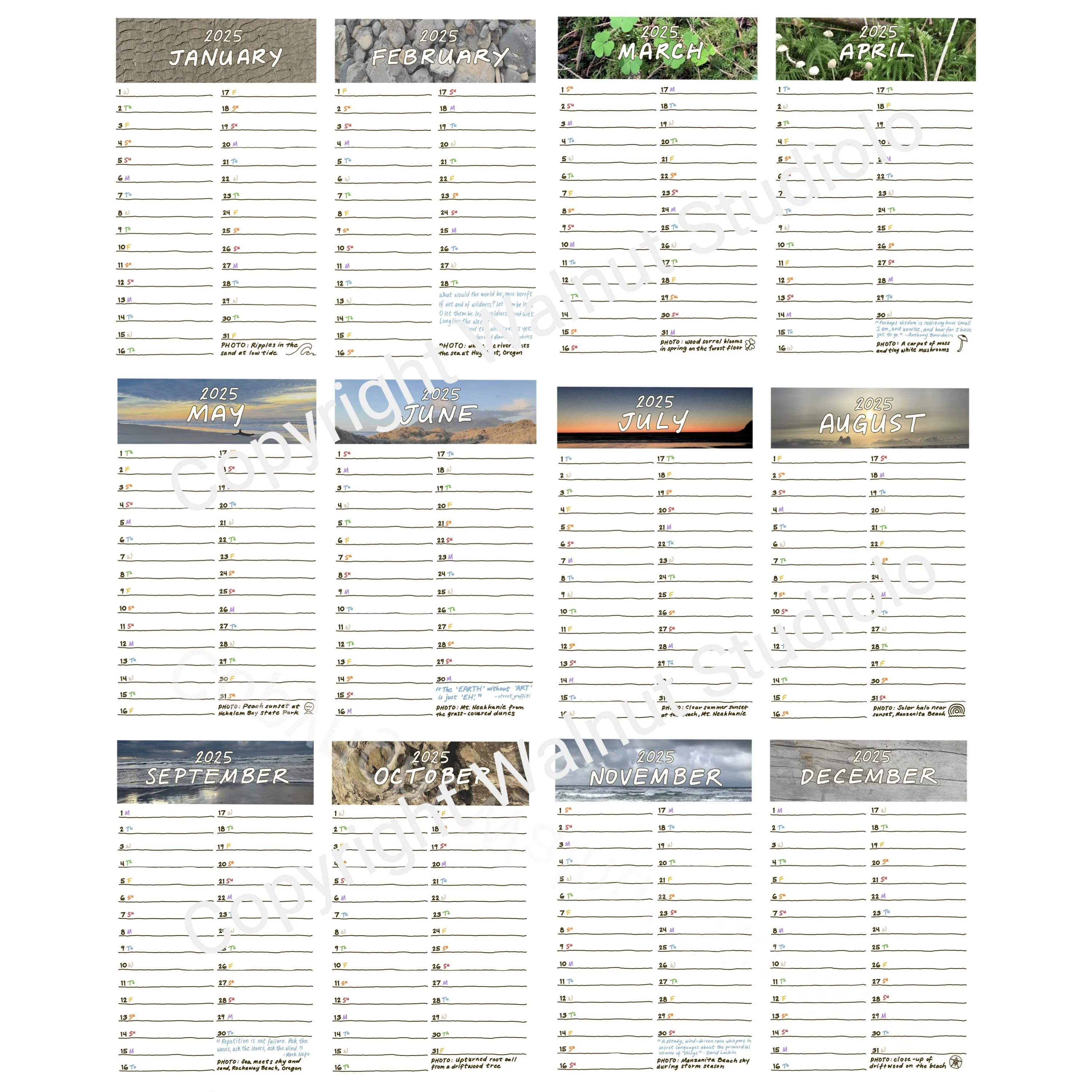 2025 Gratitude Calendar