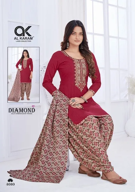 Al Karam Diamond Vol 4 Cotton Dress Material (300x10)