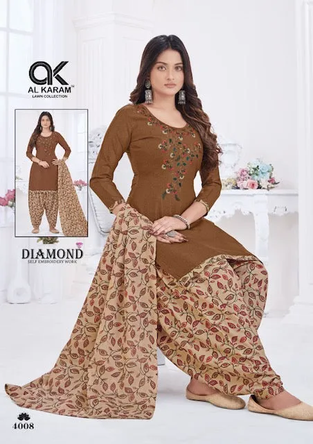 Al Karam Diamond Vol 4 Cotton Dress Material (300x10)