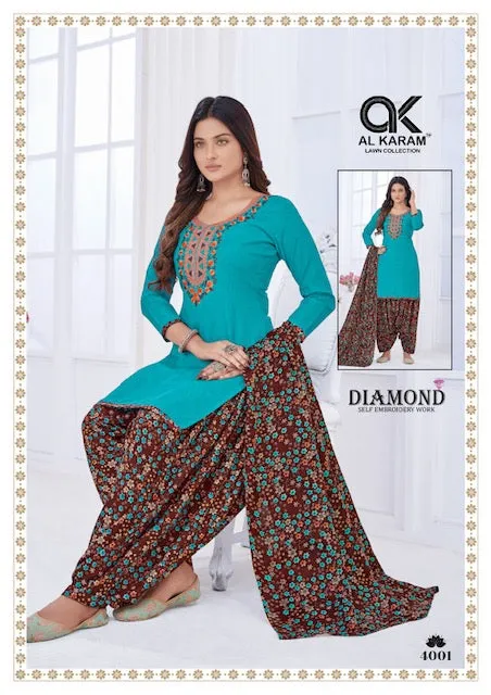Al Karam Diamond Vol 4 Cotton Dress Material (300x10)