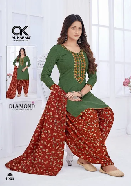 Al Karam Diamond Vol 4 Cotton Dress Material (300x10)