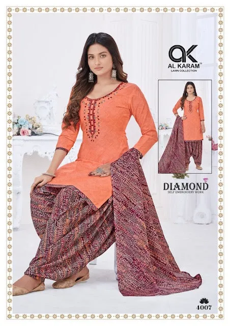 Al Karam Diamond Vol 4 Cotton Dress Material (300x10)