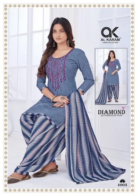 Al Karam Diamond Vol 4 Cotton Dress Material (300x10)