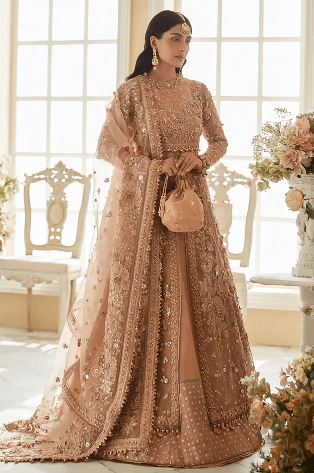 ARlANA - Sharara, Dupatta & Long-Sleeved Bodice | Embellished & Embroidered (Organza) (Master Replica)