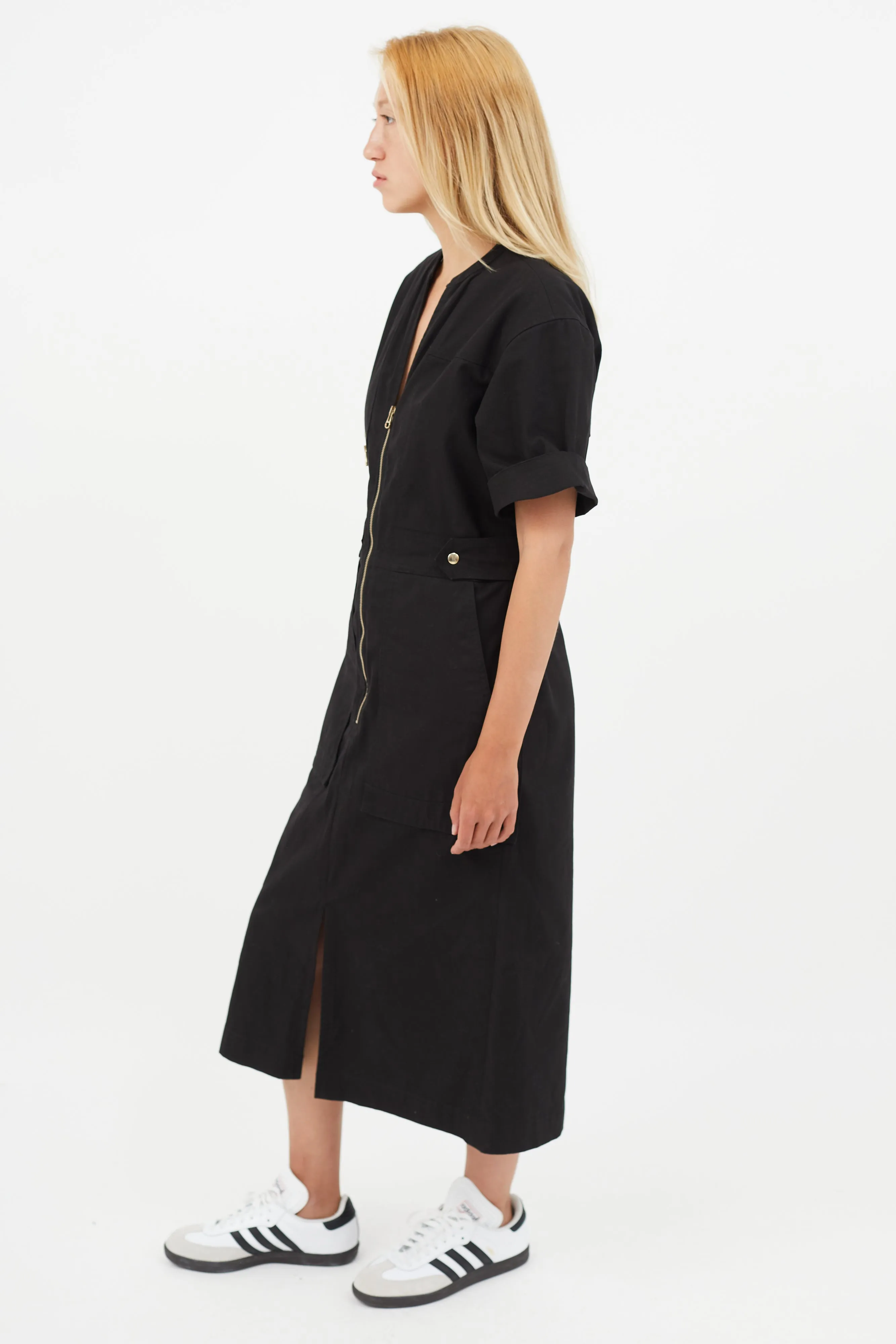 Black & Gold Zip Dress