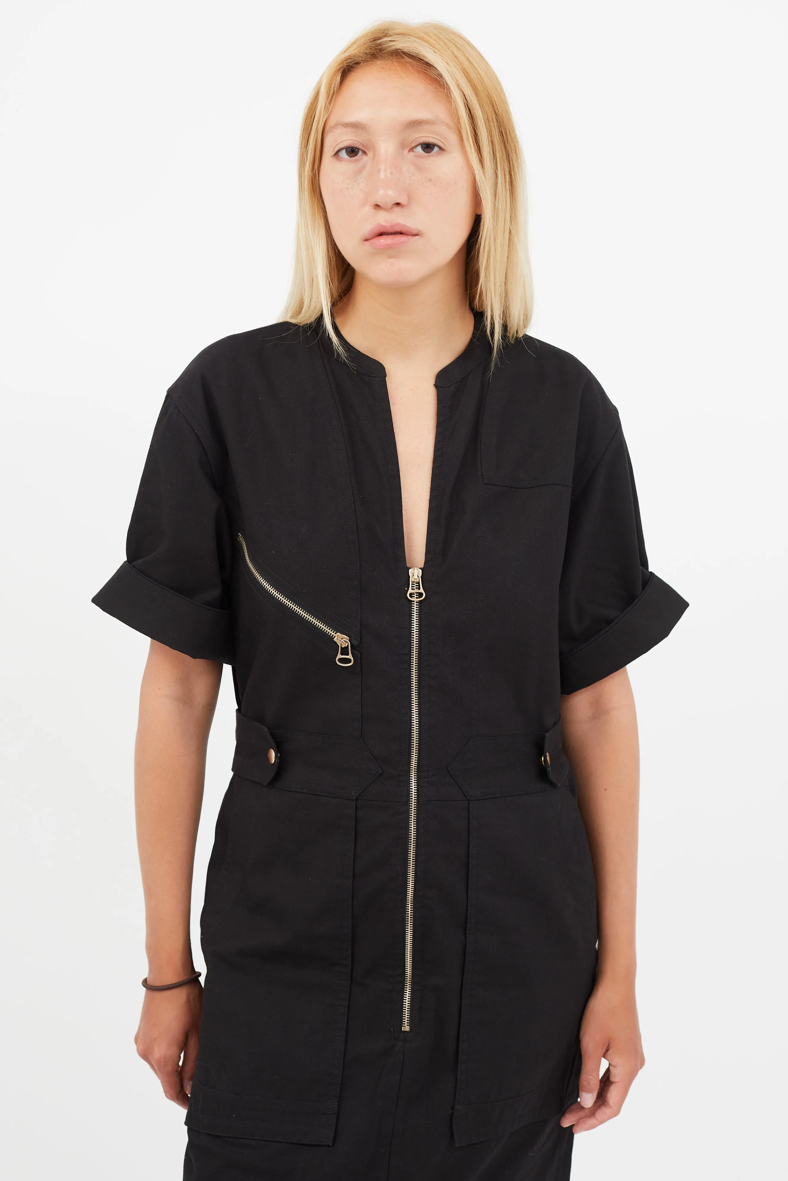 Black & Gold Zip Dress