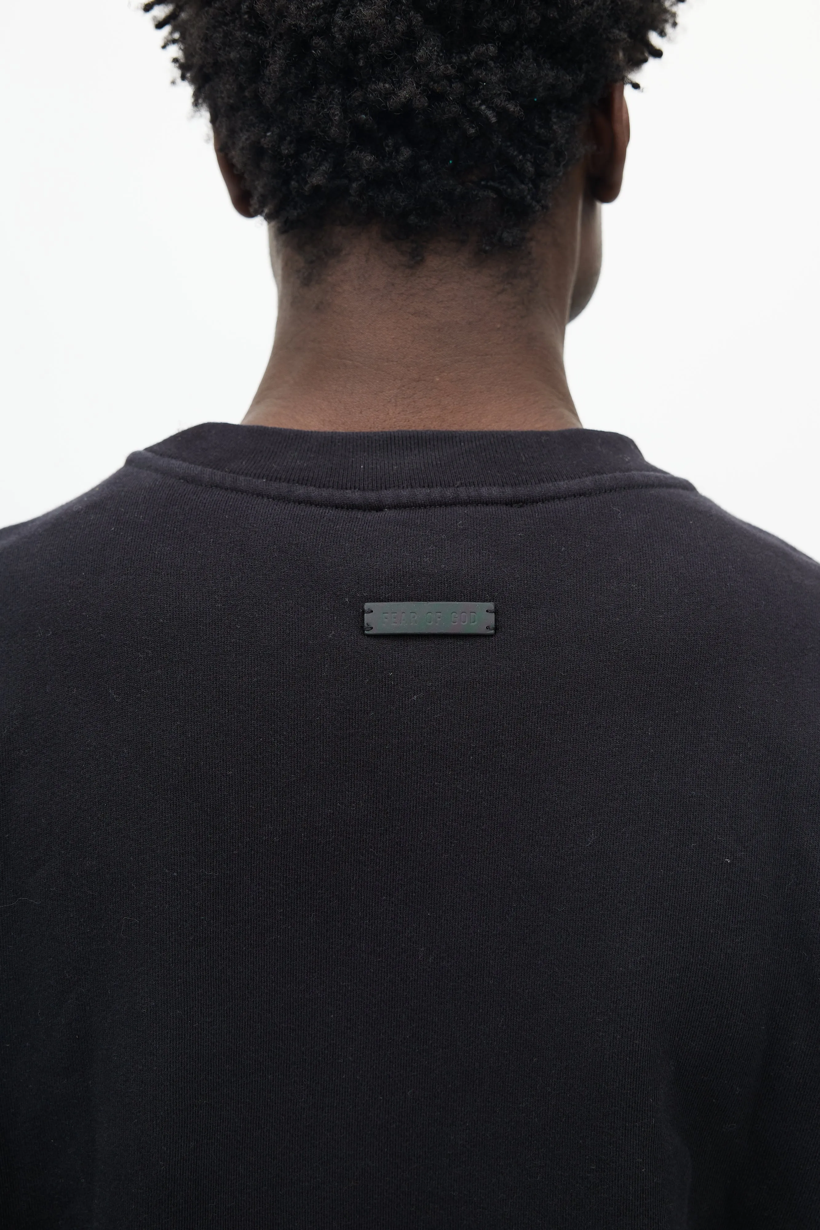 Black Cotton Short Sleeved Sweatshirt