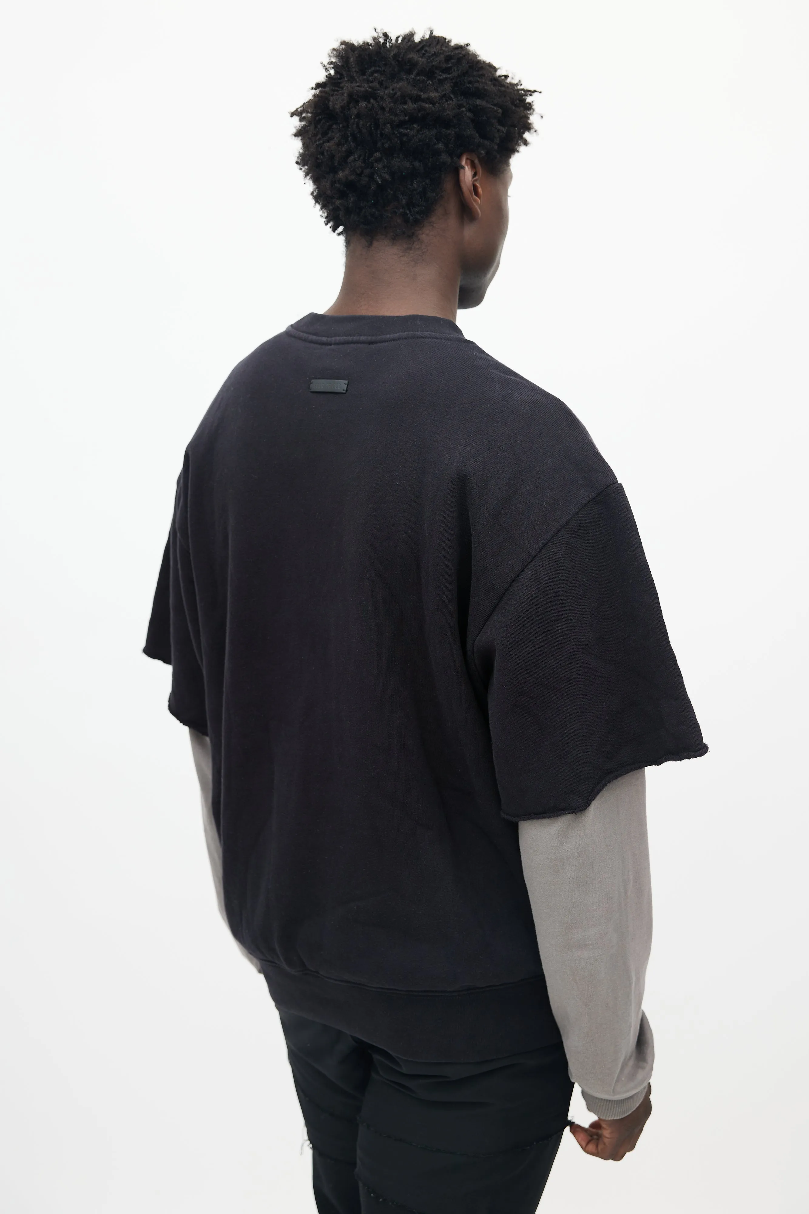 Black Cotton Short Sleeved Sweatshirt