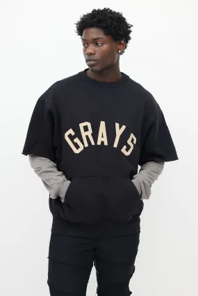 Black Cotton Short Sleeved Sweatshirt