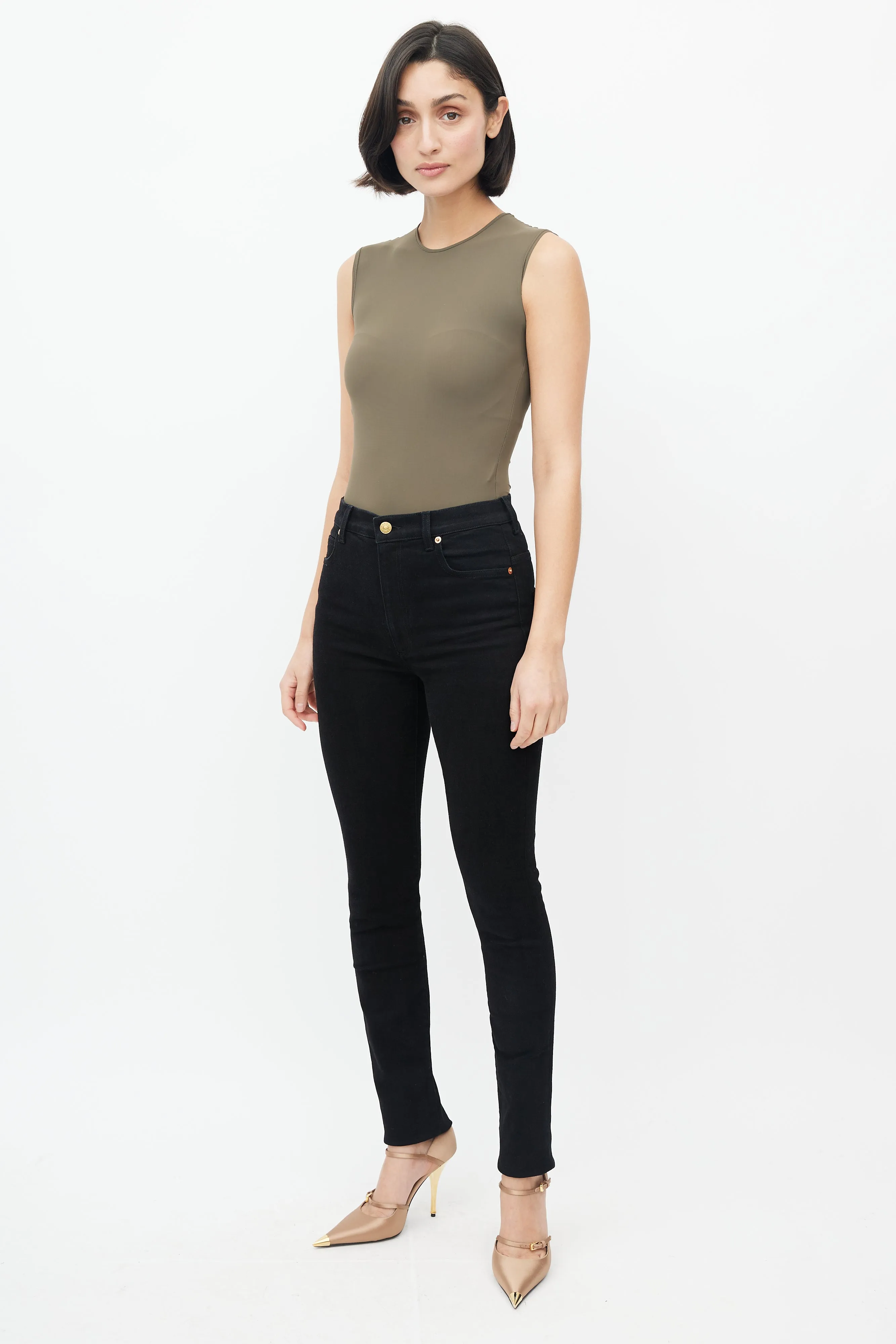 Black Denim Horsebit Back Pocket Jeans