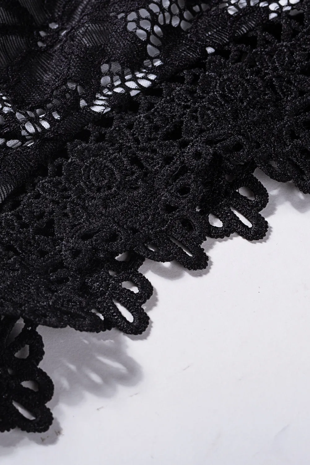 Black High Neck Sleeveless Crochet Lace Mesh Lined Prom Evening Dress