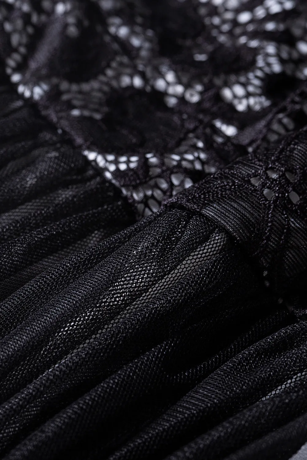 Black High Neck Sleeveless Crochet Lace Mesh Lined Prom Evening Dress