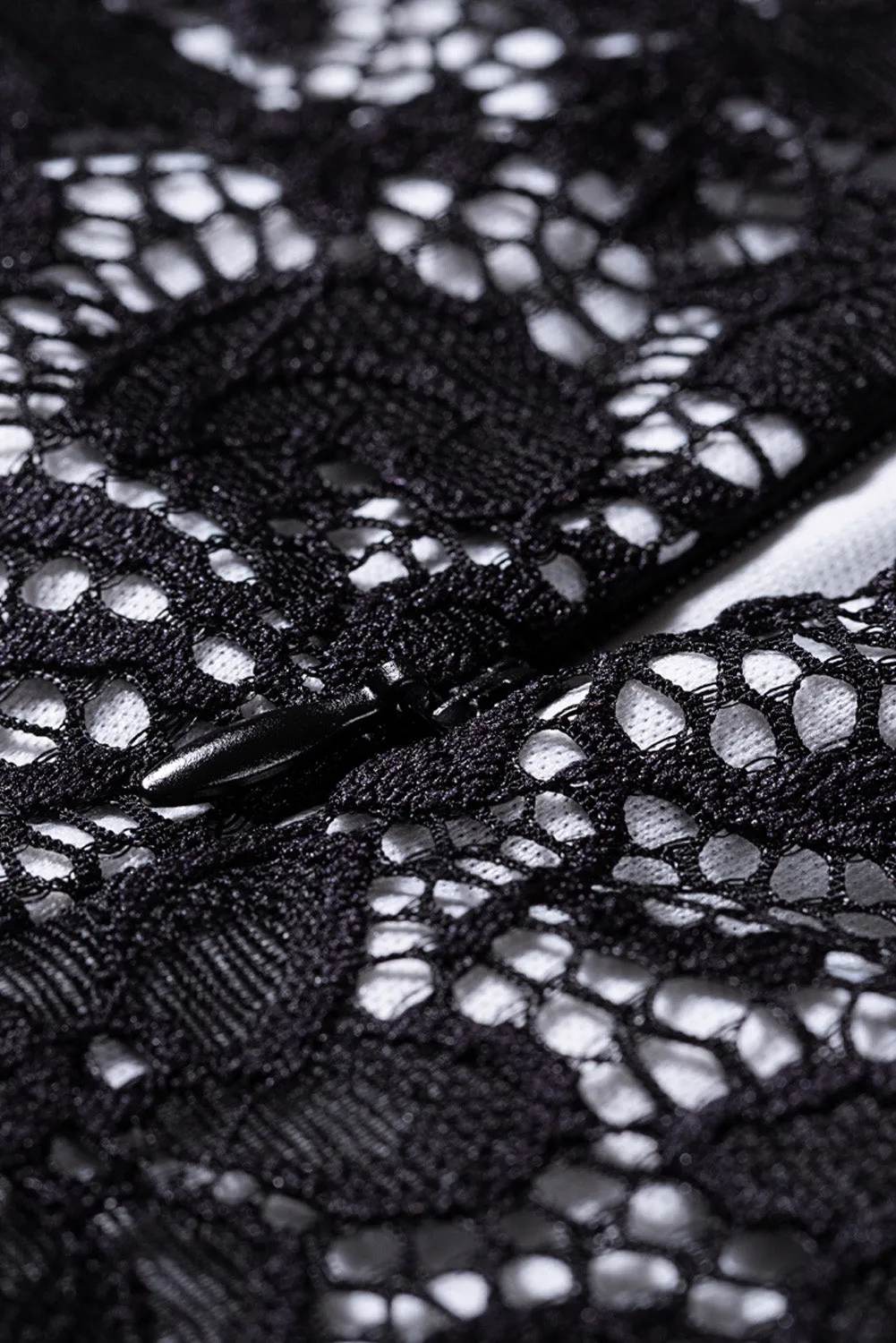 Black High Neck Sleeveless Crochet Lace Mesh Lined Prom Evening Dress