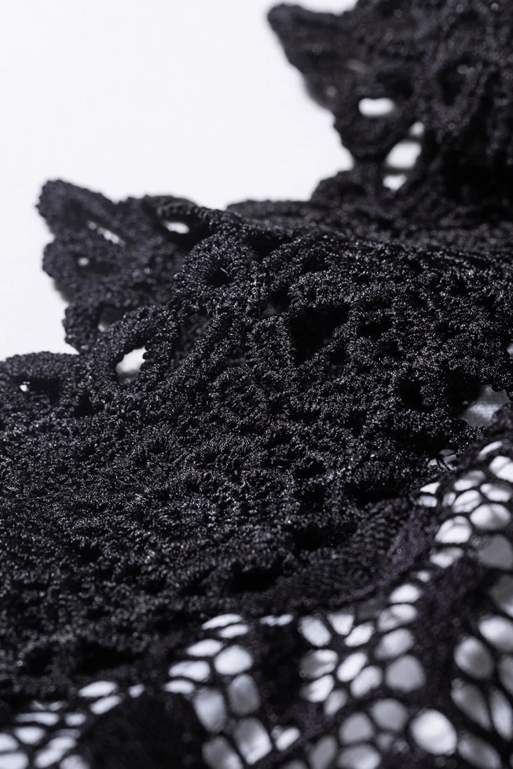 Black High Neck Sleeveless Crochet Lace Mesh Lined Prom Evening Dress