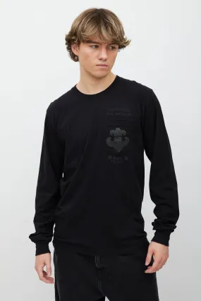 Black Printed One Pocket Long Sleeve Top