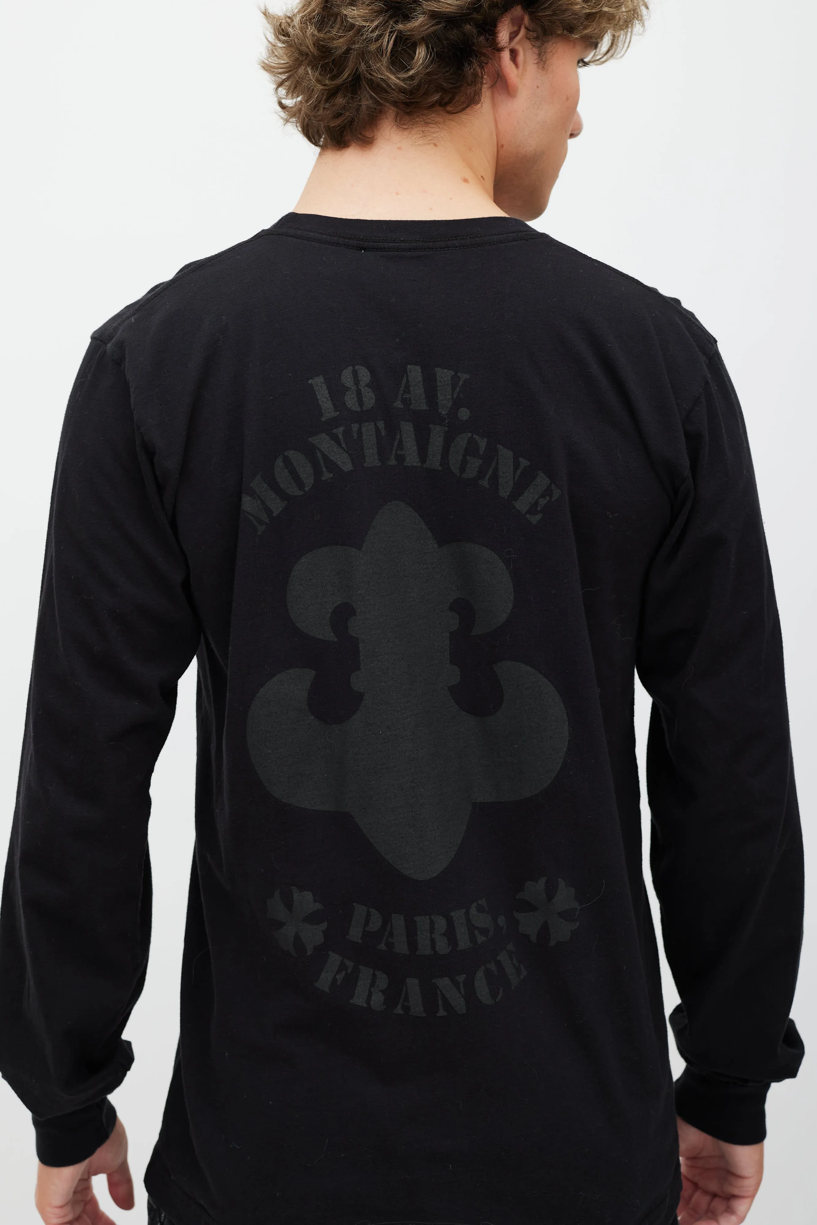 Black Printed One Pocket Long Sleeve Top