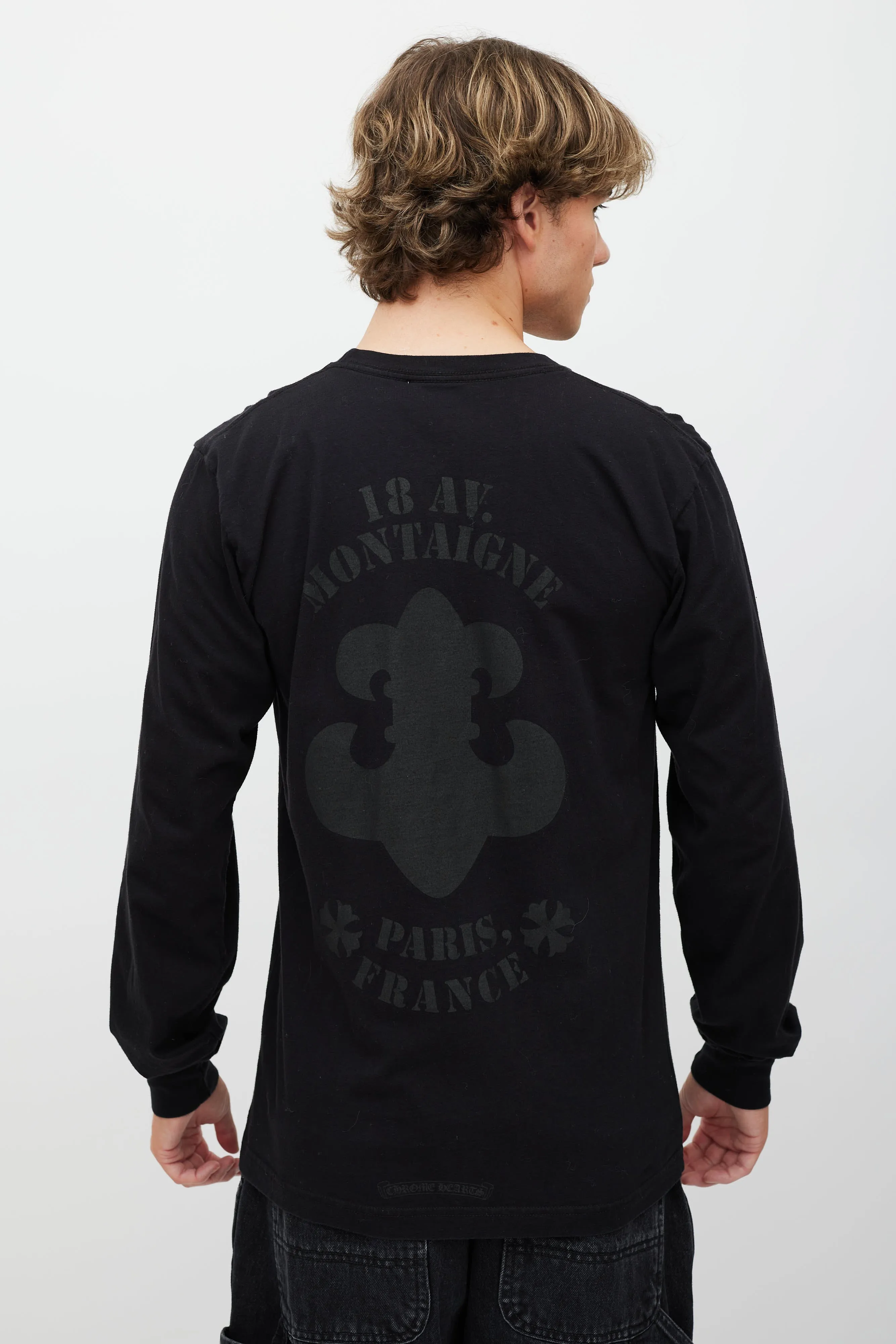 Black Printed One Pocket Long Sleeve Top