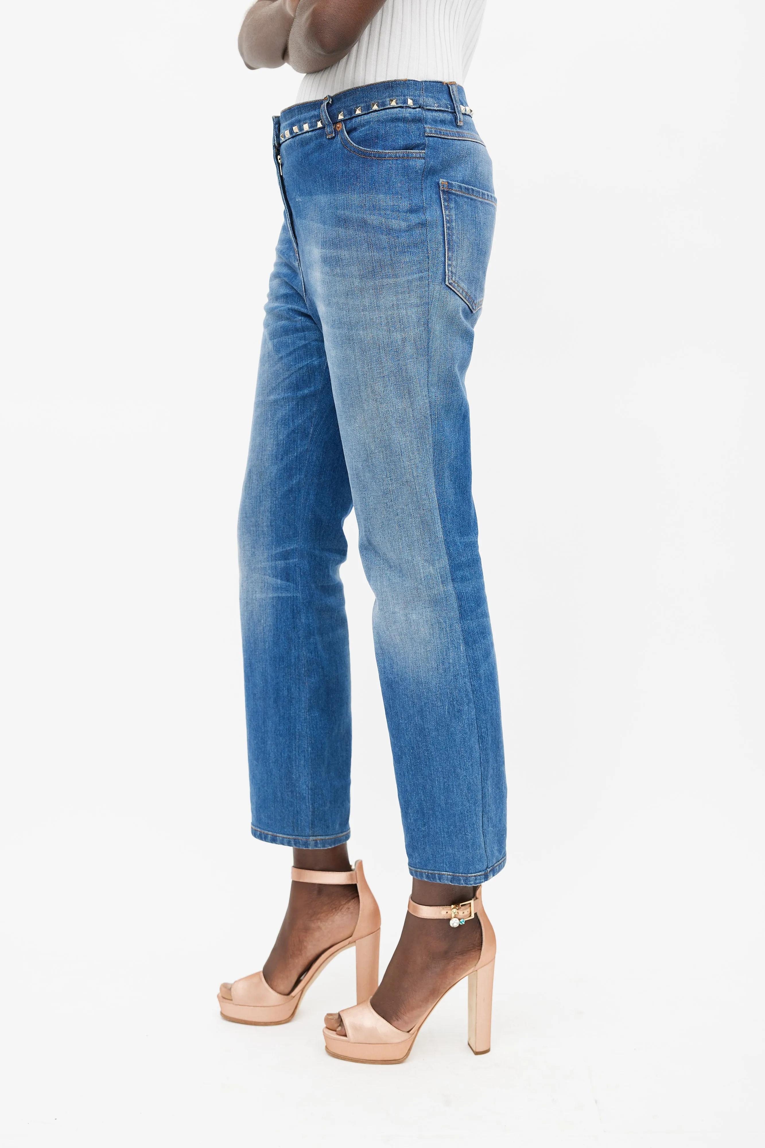 Blue & Gold Stud Denim Jeans
