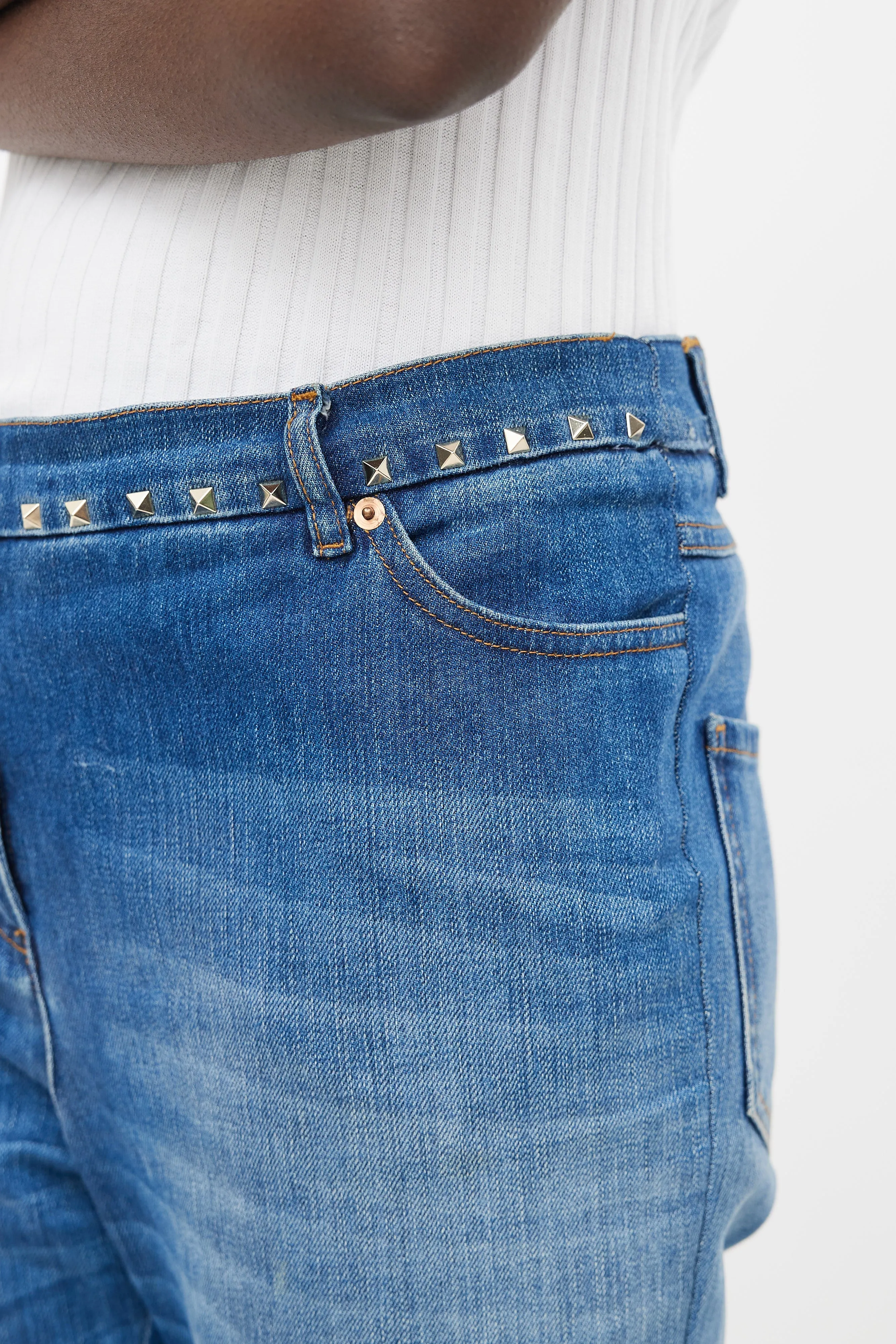 Blue & Gold Stud Denim Jeans