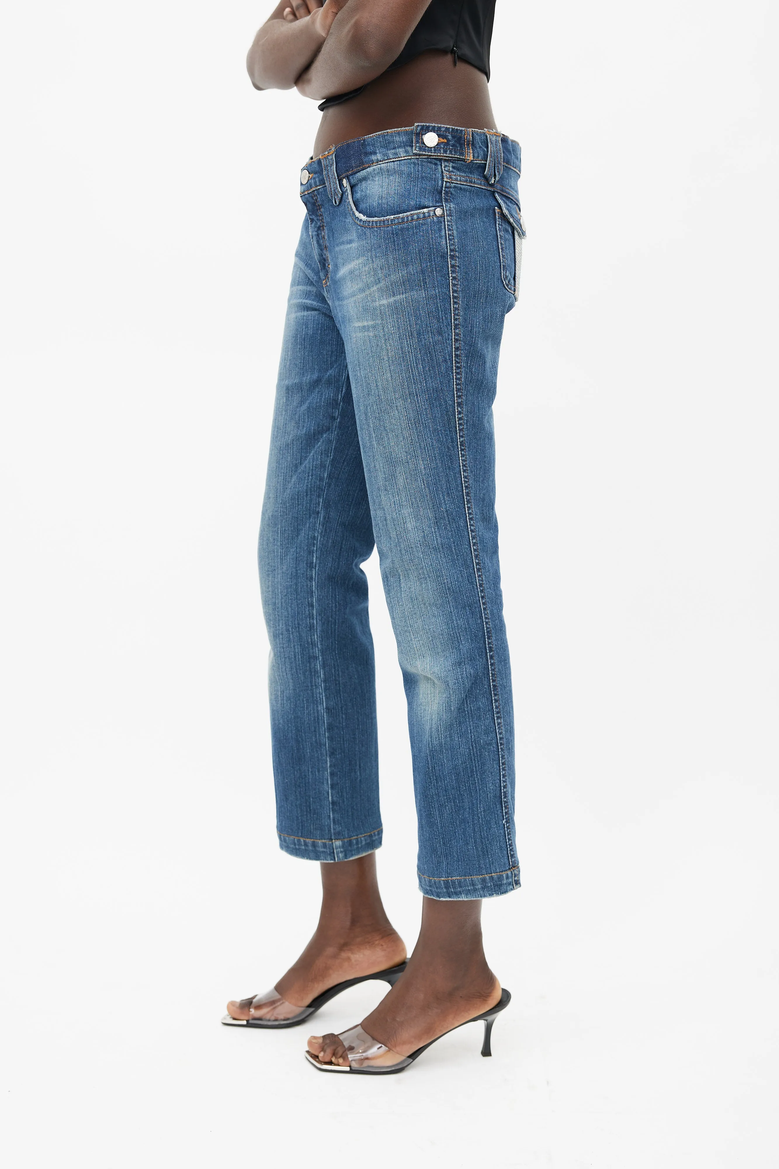 Blue Rhinestone Denim Jeans
