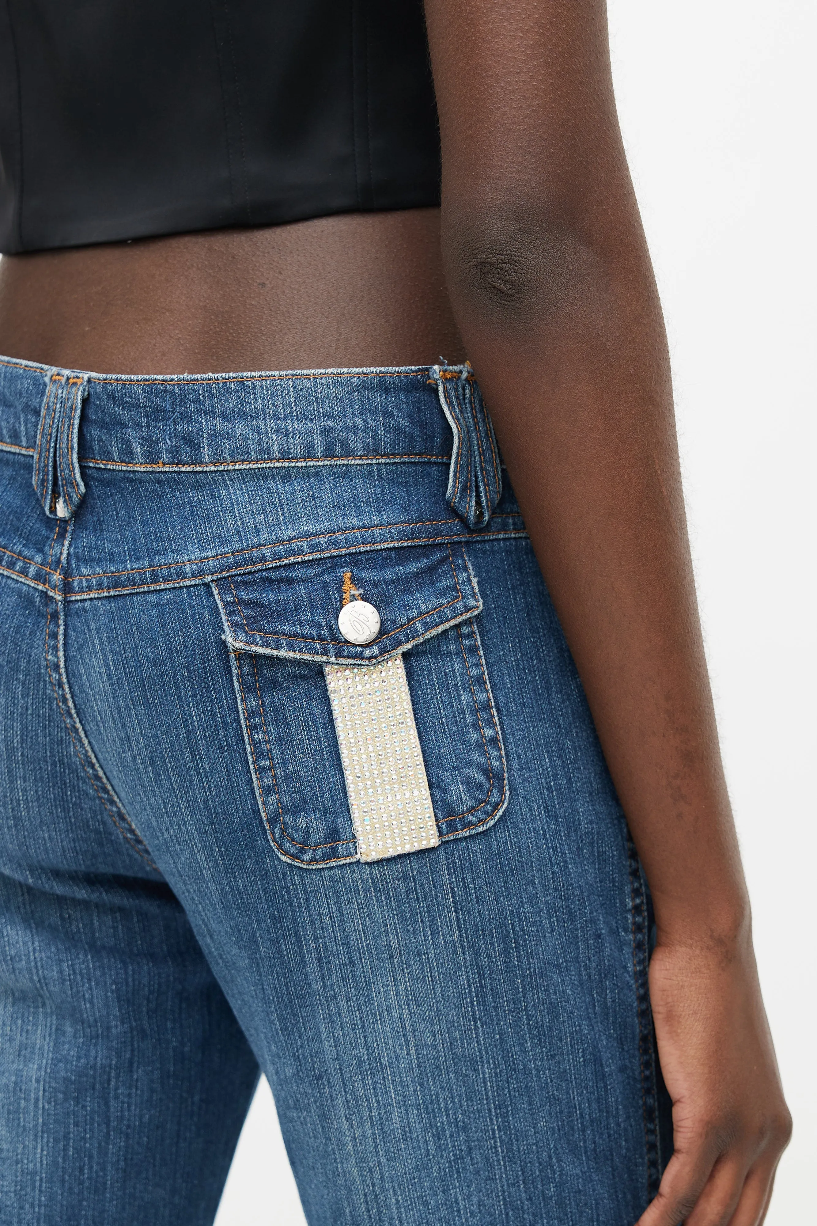 Blue Rhinestone Denim Jeans