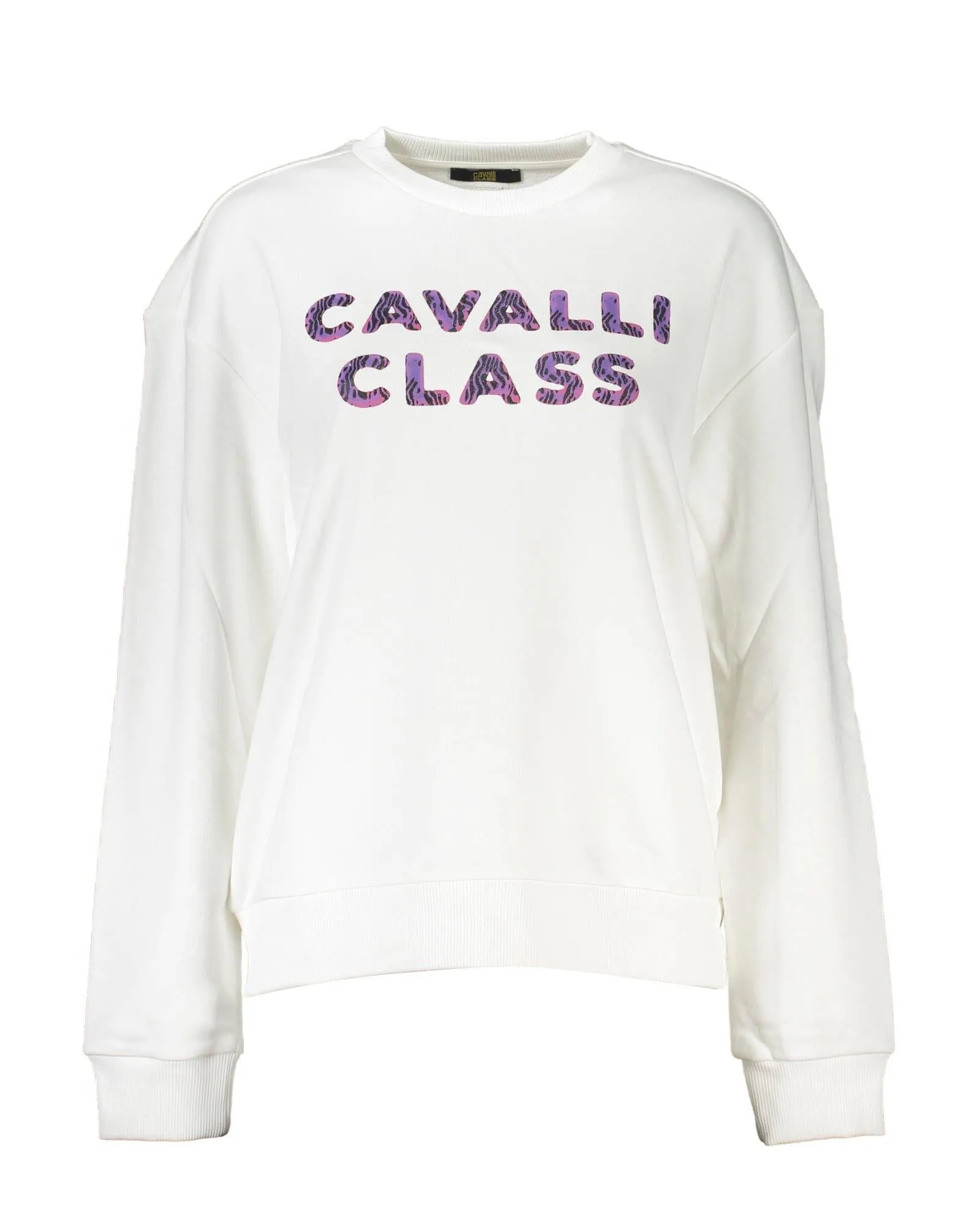 Cavalli Class  Women's White Zebra Print Logo Sweatshirt