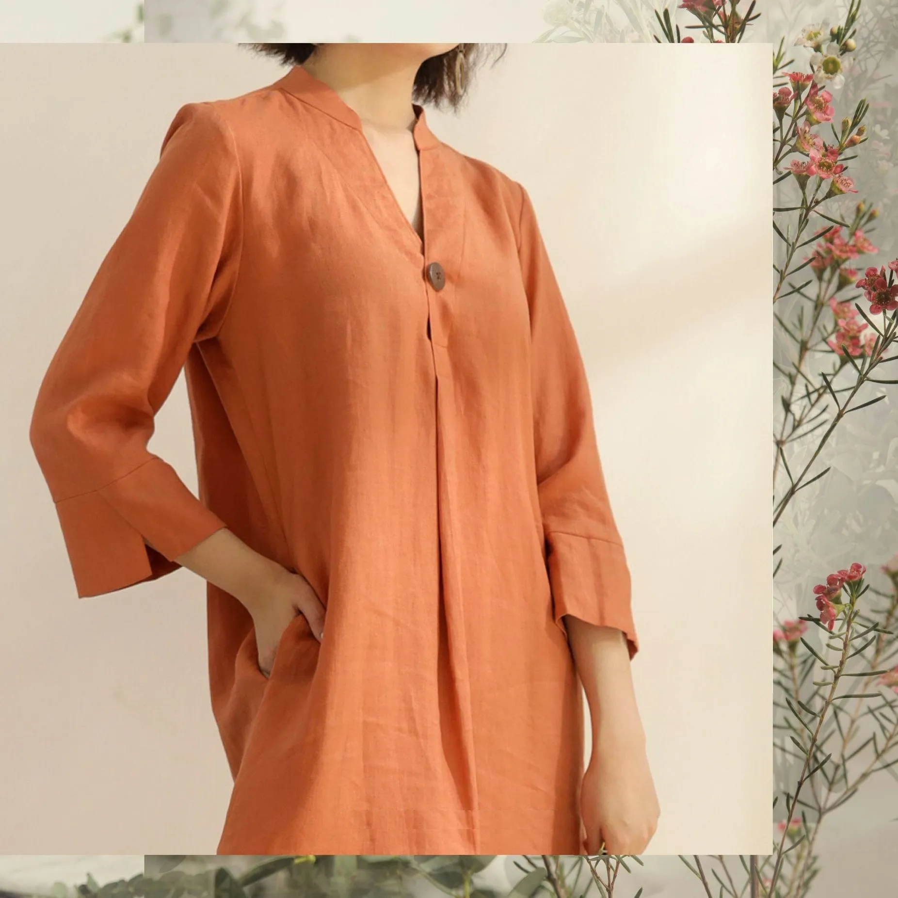 Gwen V Neck Linen Dress