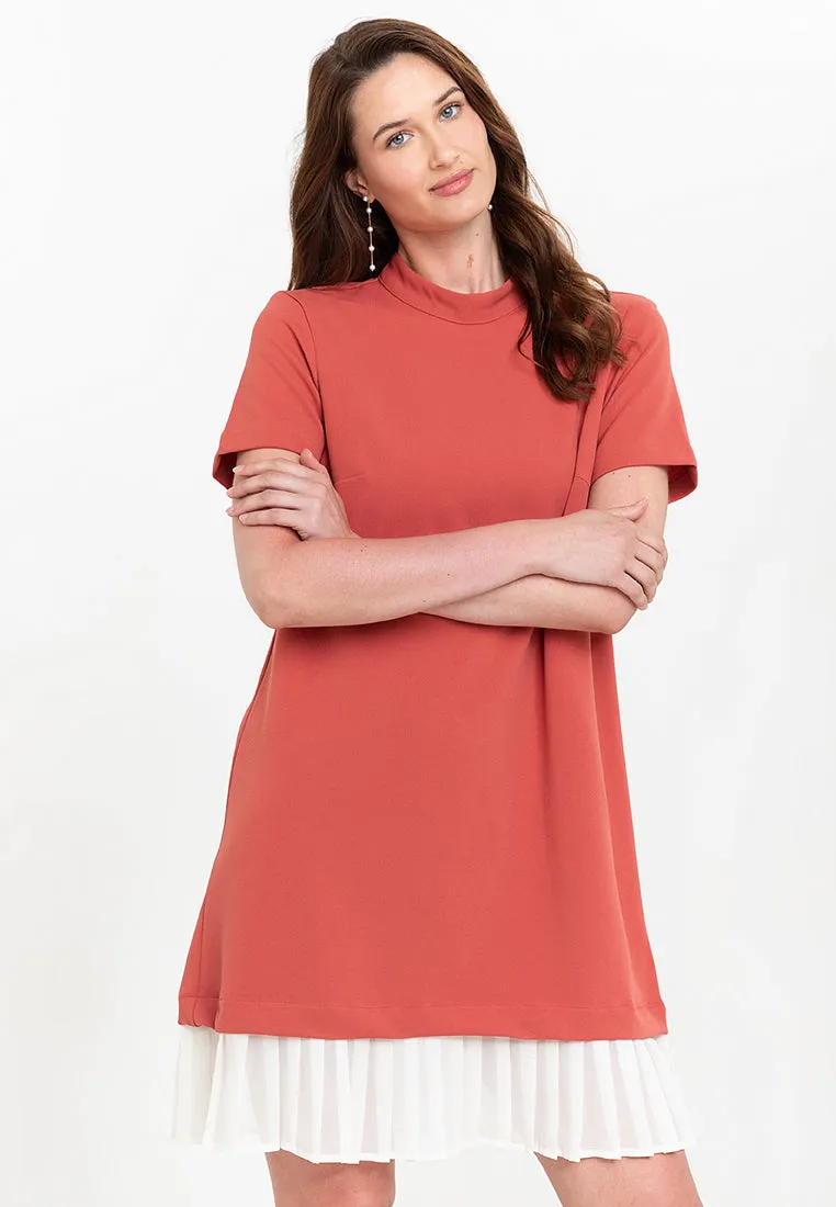 Lucille Pleated Hem Short Dress