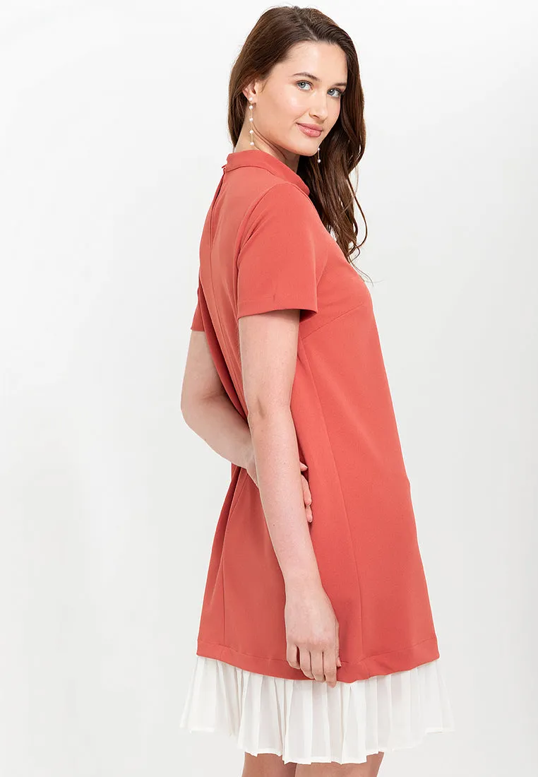 Lucille Pleated Hem Short Dress