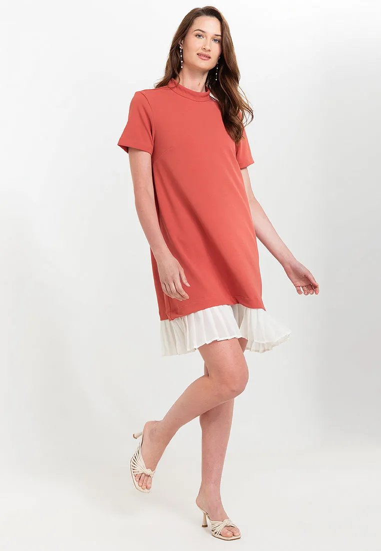 Lucille Pleated Hem Short Dress