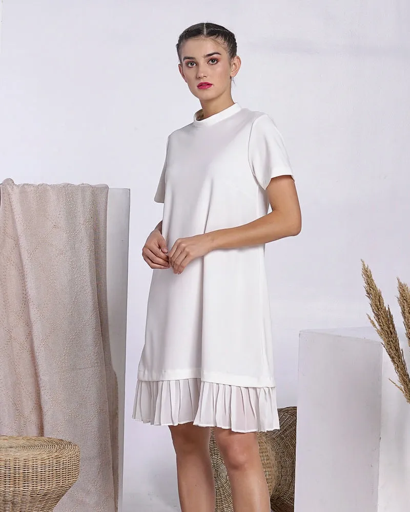 Lucille Pleated Hem Short Dress