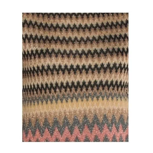 M Missoni Silver Black And W Metallic Chevron Print Sweater Mid Length Short Casual Dress
