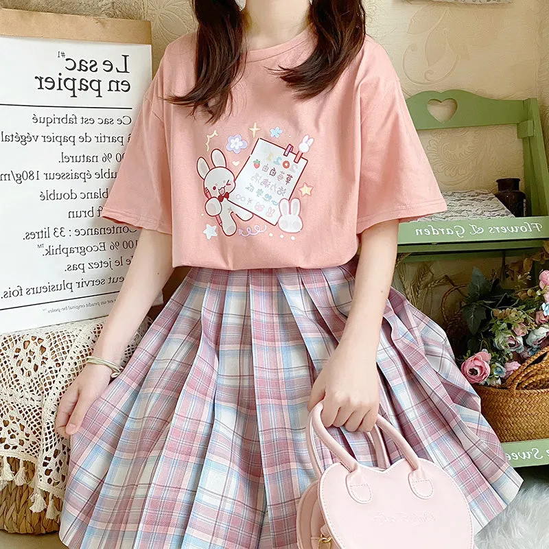 Original Japanese Pink Cartoon Rabbit T-shirt