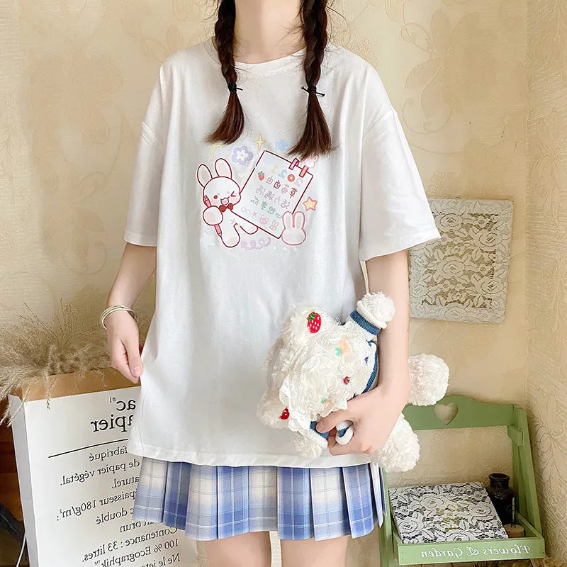 Original Japanese Pink Cartoon Rabbit T-shirt