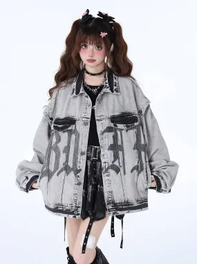 Retro Denim American Loose Street Design Niche Jacket Bike