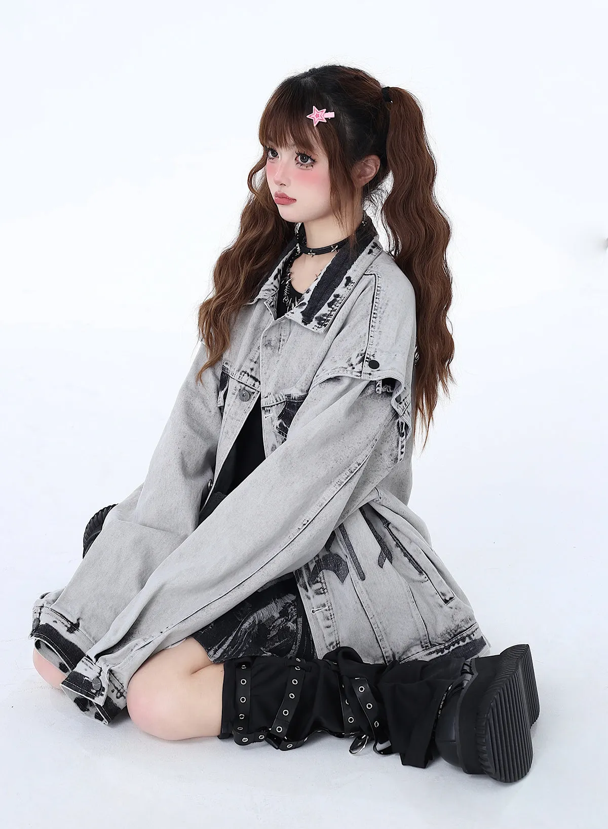 Retro Denim American Loose Street Design Niche Jacket Bike