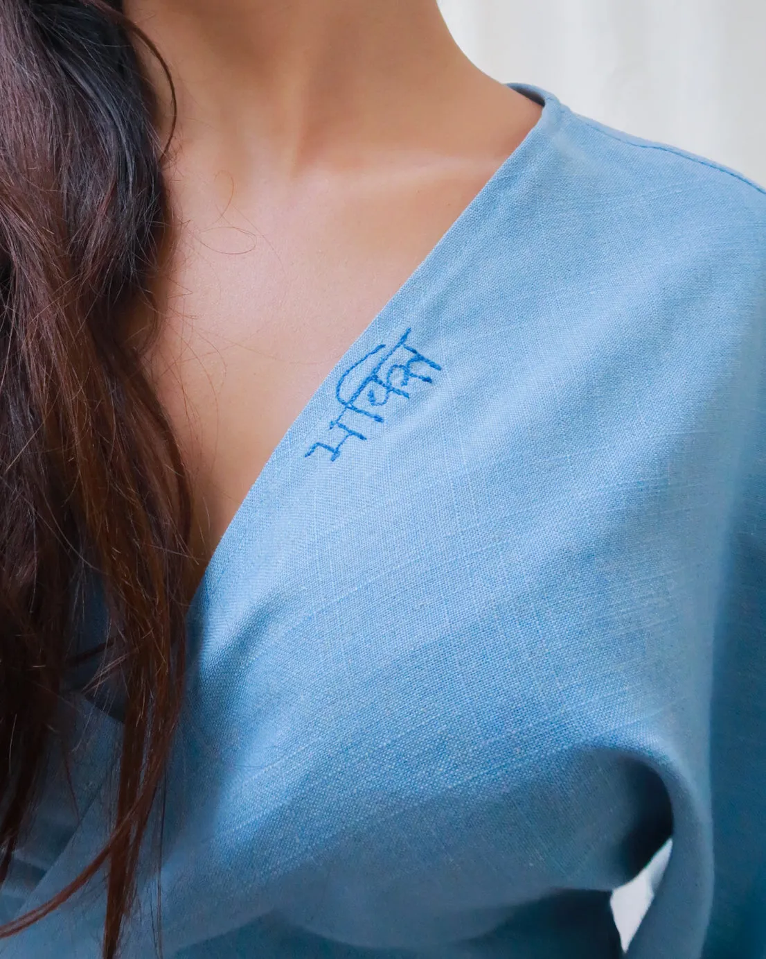 Reversible linen wrap top | Tulsi