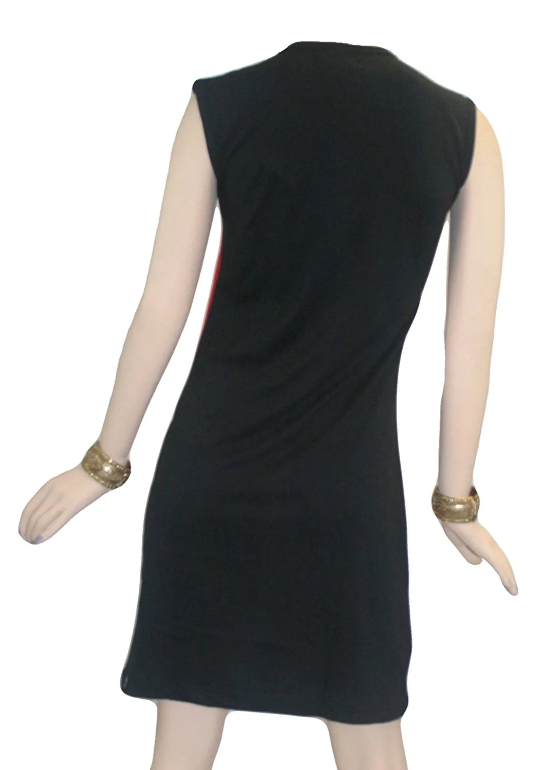 Rib Patch Razor Cut Printed Knit Cotton Boho Mid Length Dress