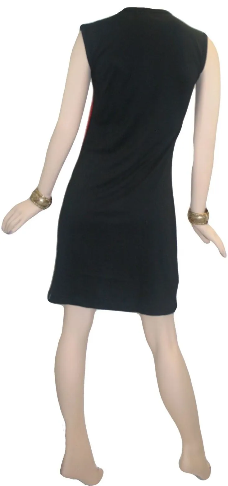 Rib Patch Razor Cut Printed Knit Cotton Boho Mid Length Dress