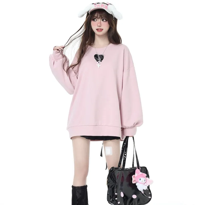 Sweet Soft Girl Style Bow Tie All-match Sweatshirt