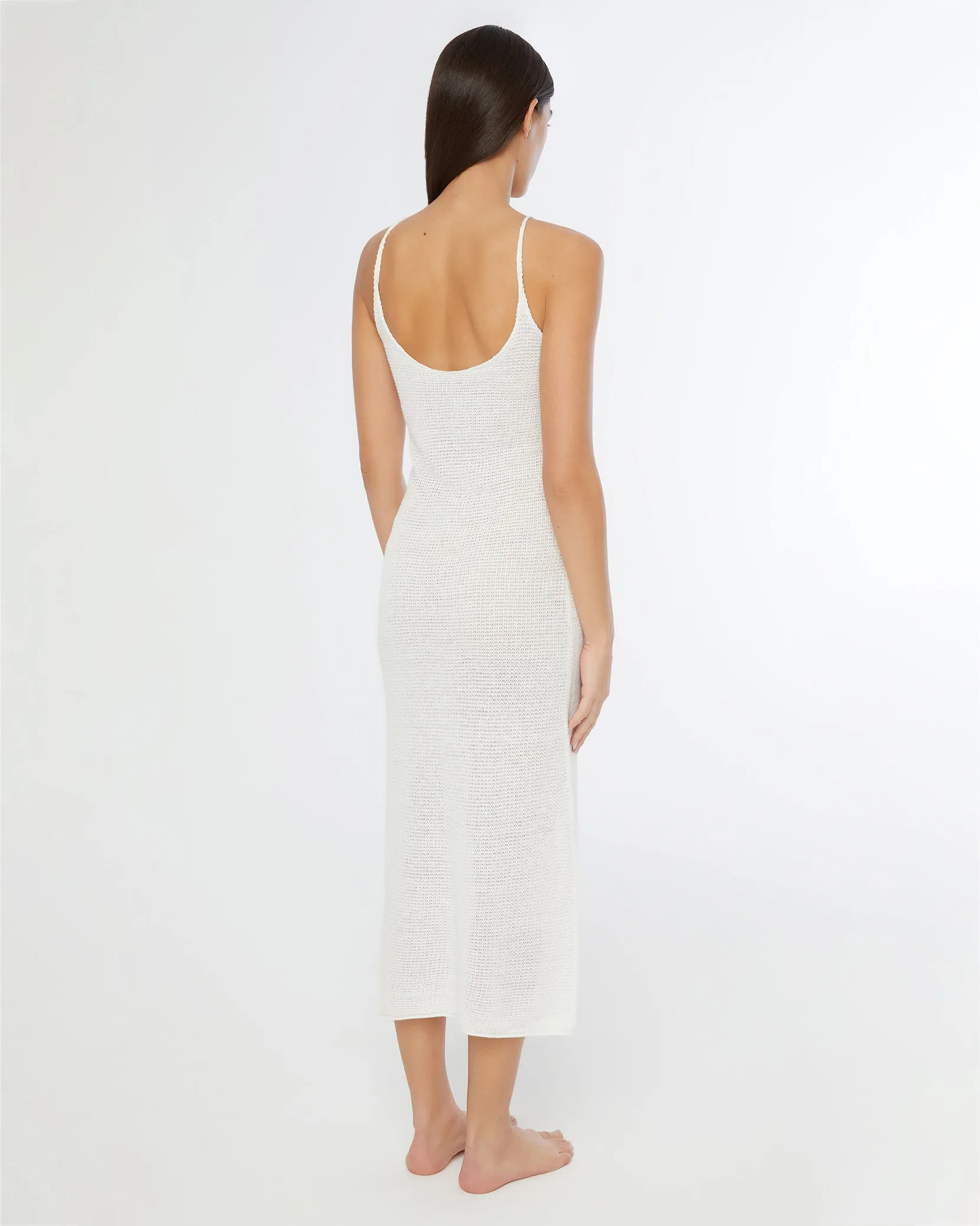 Textured Linen Sweater Scoop Maxi Dress