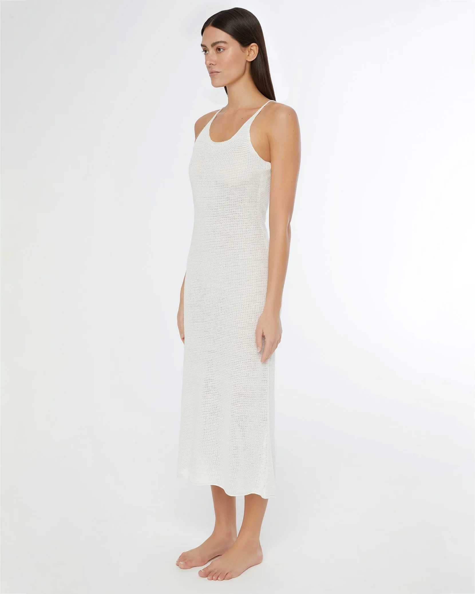 Textured Linen Sweater Scoop Maxi Dress