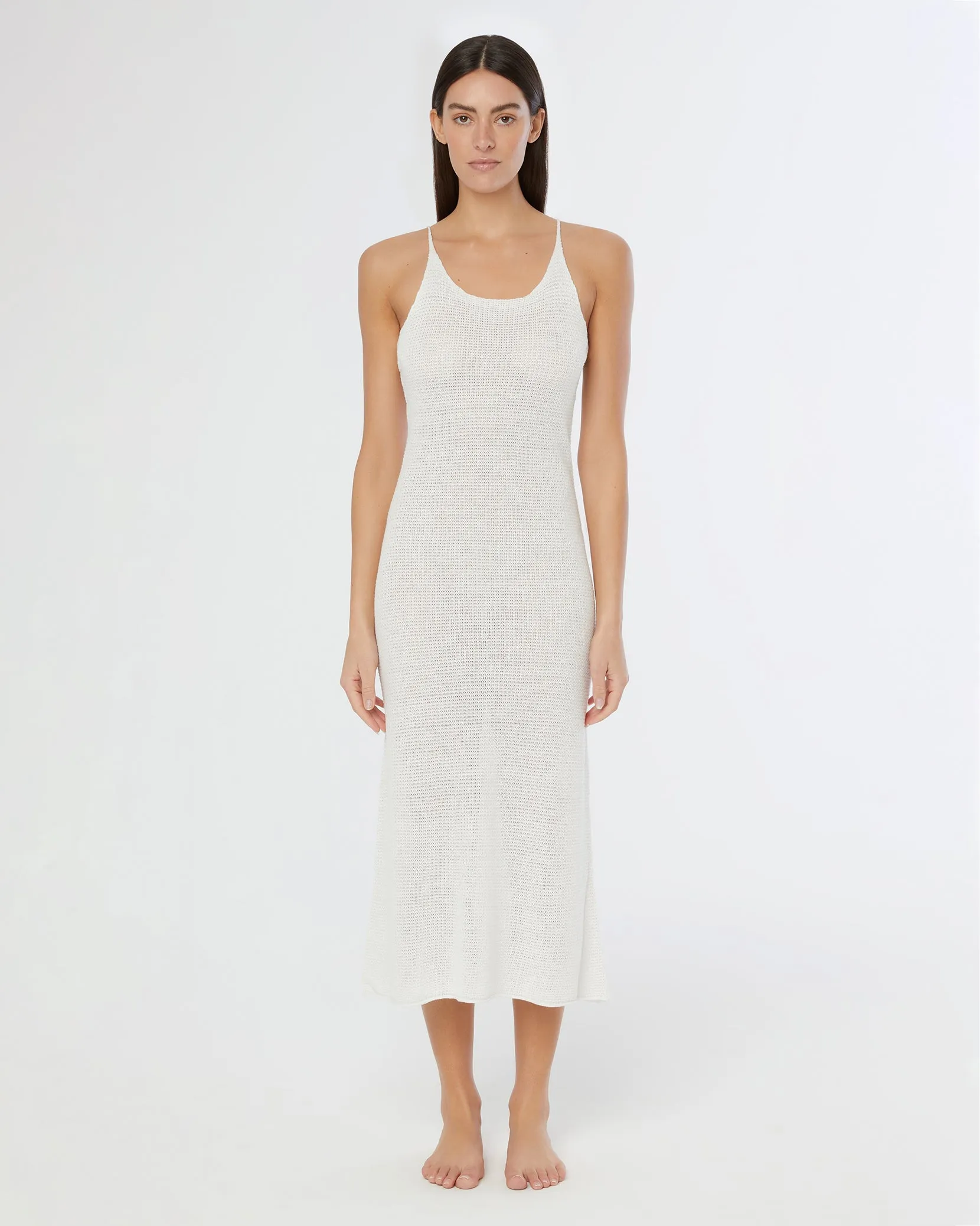 Textured Linen Sweater Scoop Maxi Dress