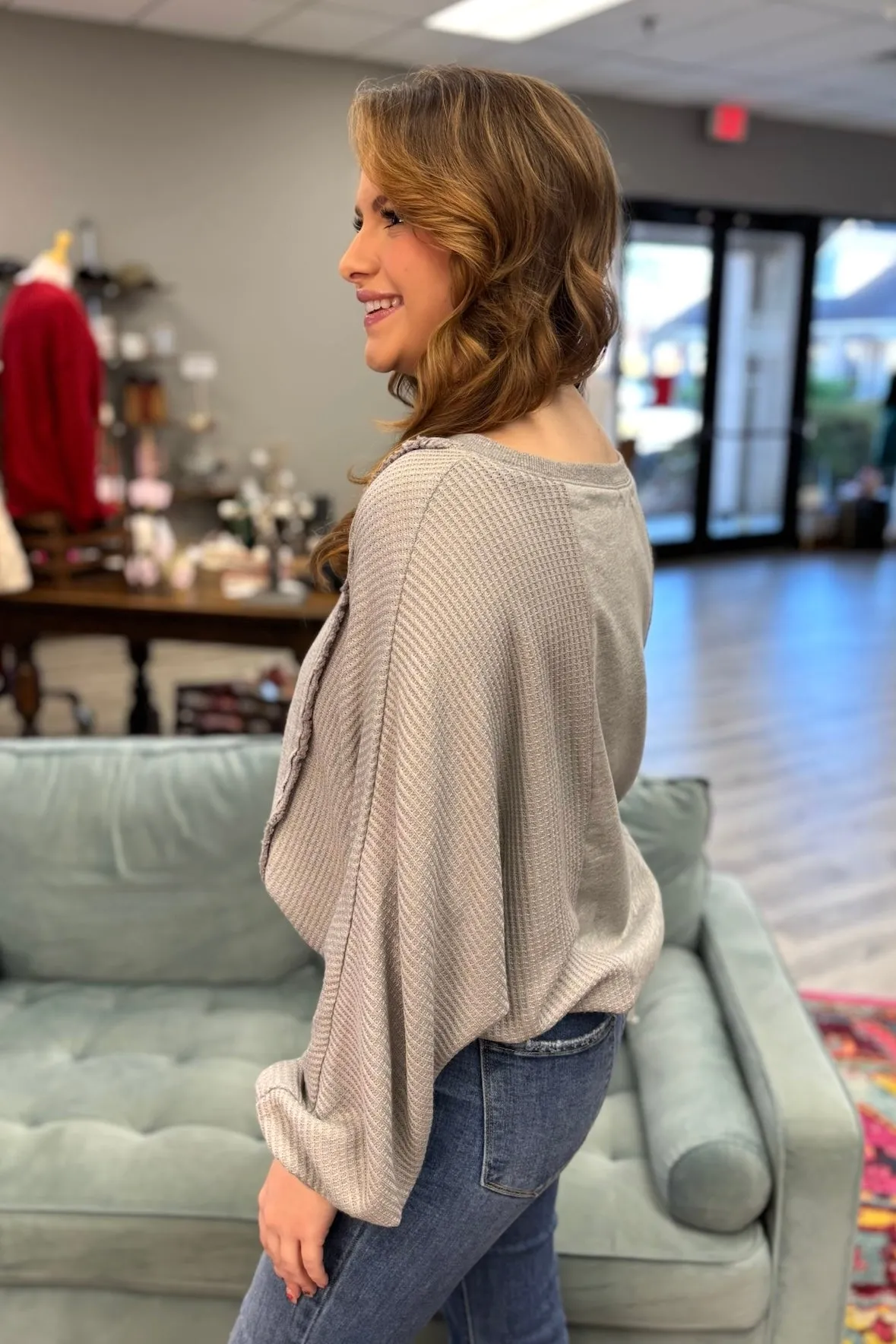 VEANNA Raw Hem Top