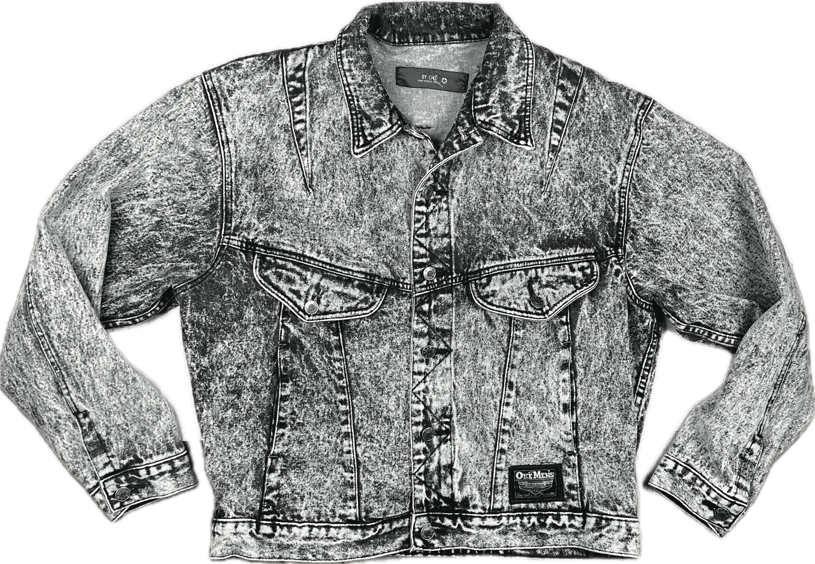 Vintage 80s Mens Acid Wash Denim Jacket by Oke- Size L