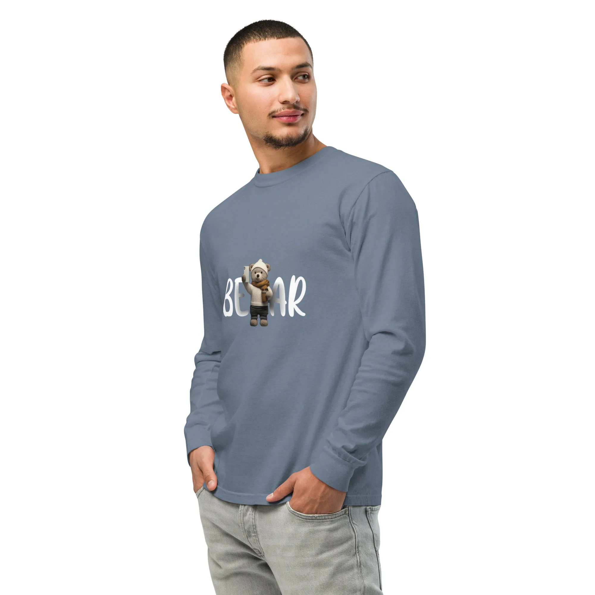 Winter Sweater Bear Garment-dyed heavyweight long-sleeve shirt