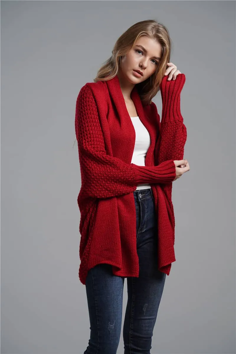 Women's cardigan sweater dolman sleeve knitted coat