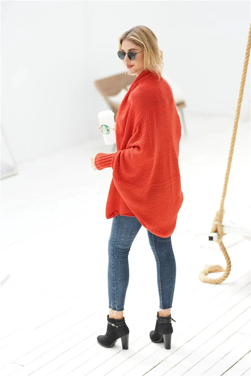 Women's cardigan sweater dolman sleeve knitted coat
