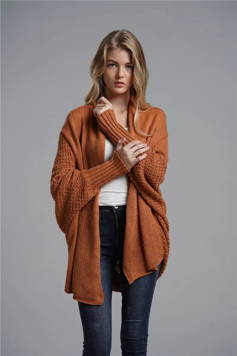 Women's cardigan sweater dolman sleeve knitted coat