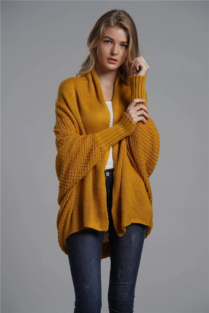 Women's cardigan sweater dolman sleeve knitted coat